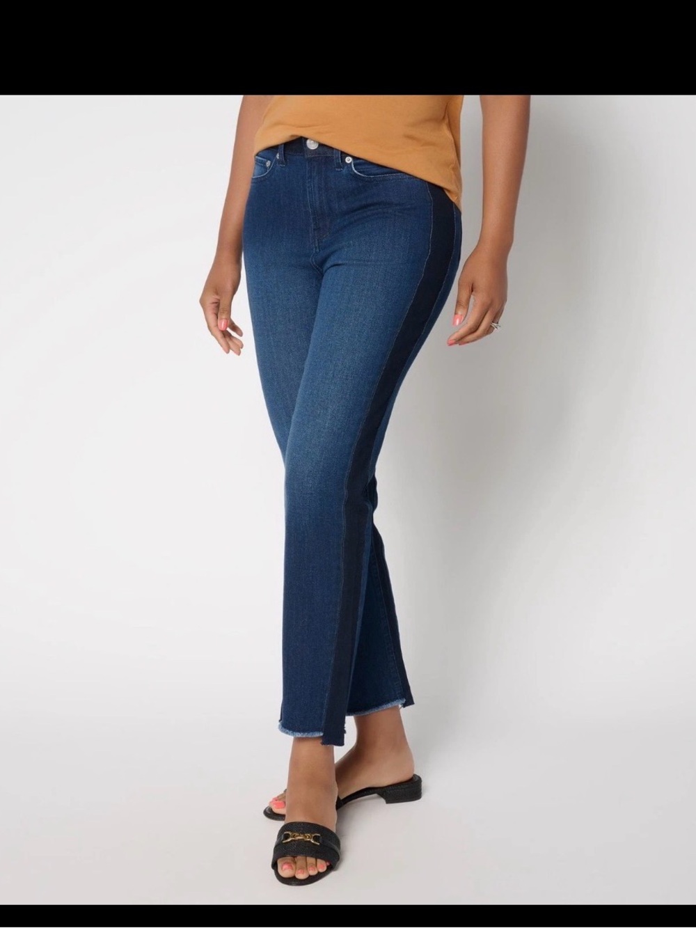 LOGO by Lori Goldstein Regular Indigo Straight Leg Ankle Jeans Dark Wash 12